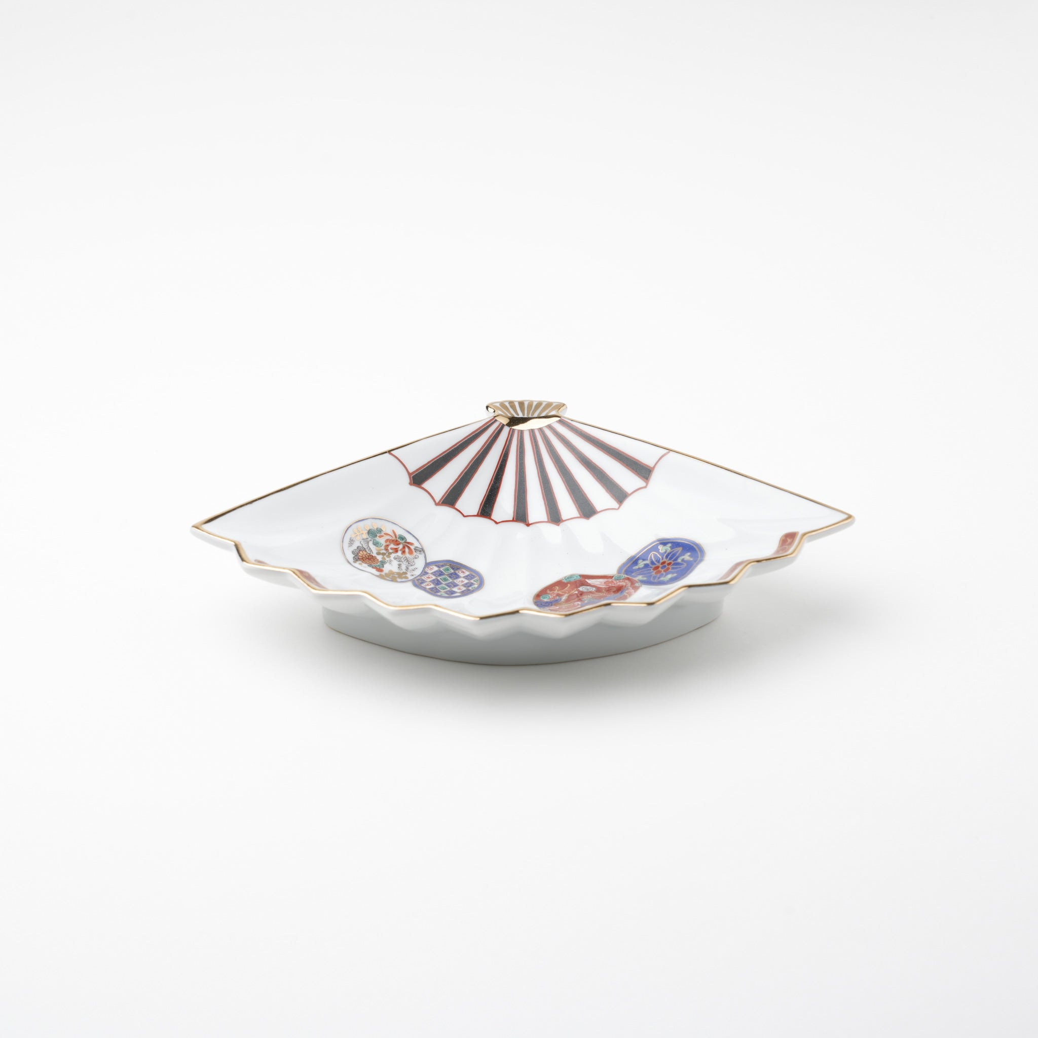 赤濃鳳凰 扇型小皿