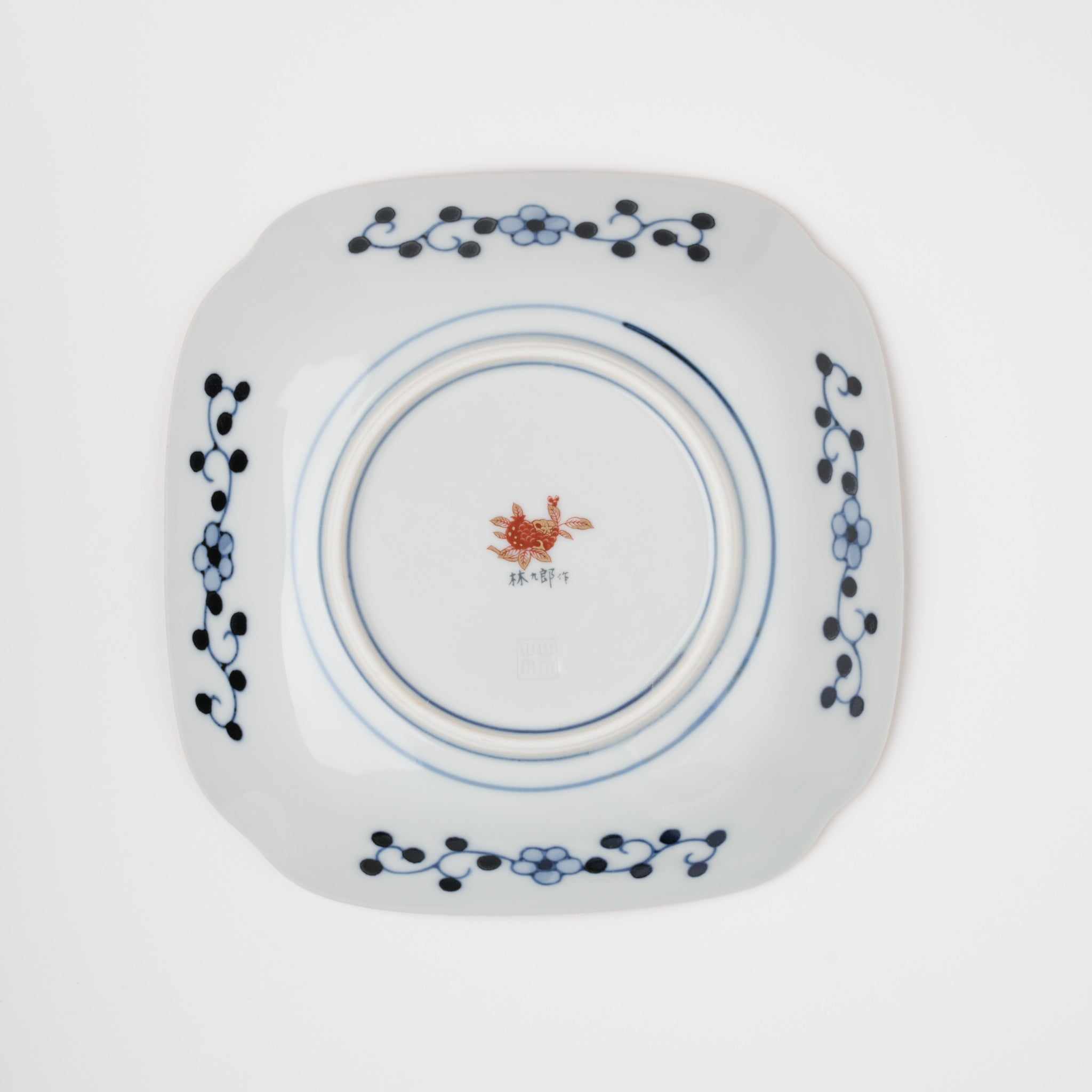 流水菱花紋 角銘々皿