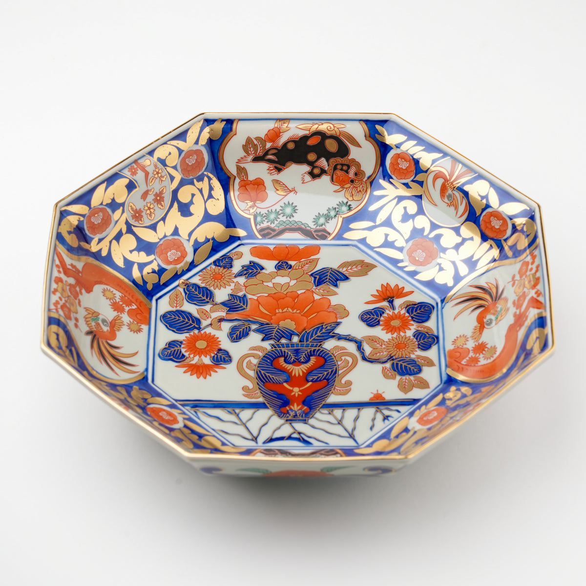 金唐草花篭図 八角鉢