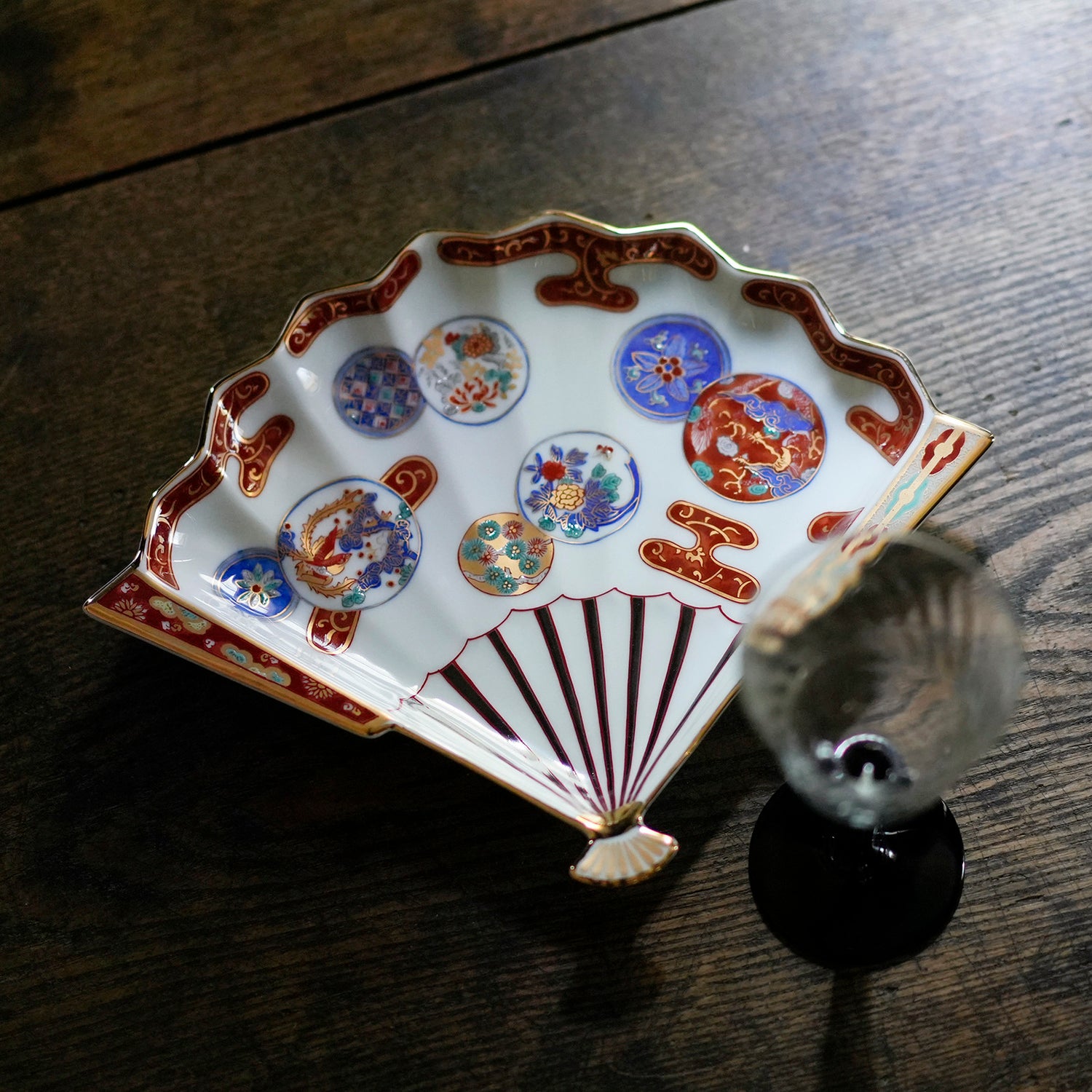 赤濃鳳凰　扇皿