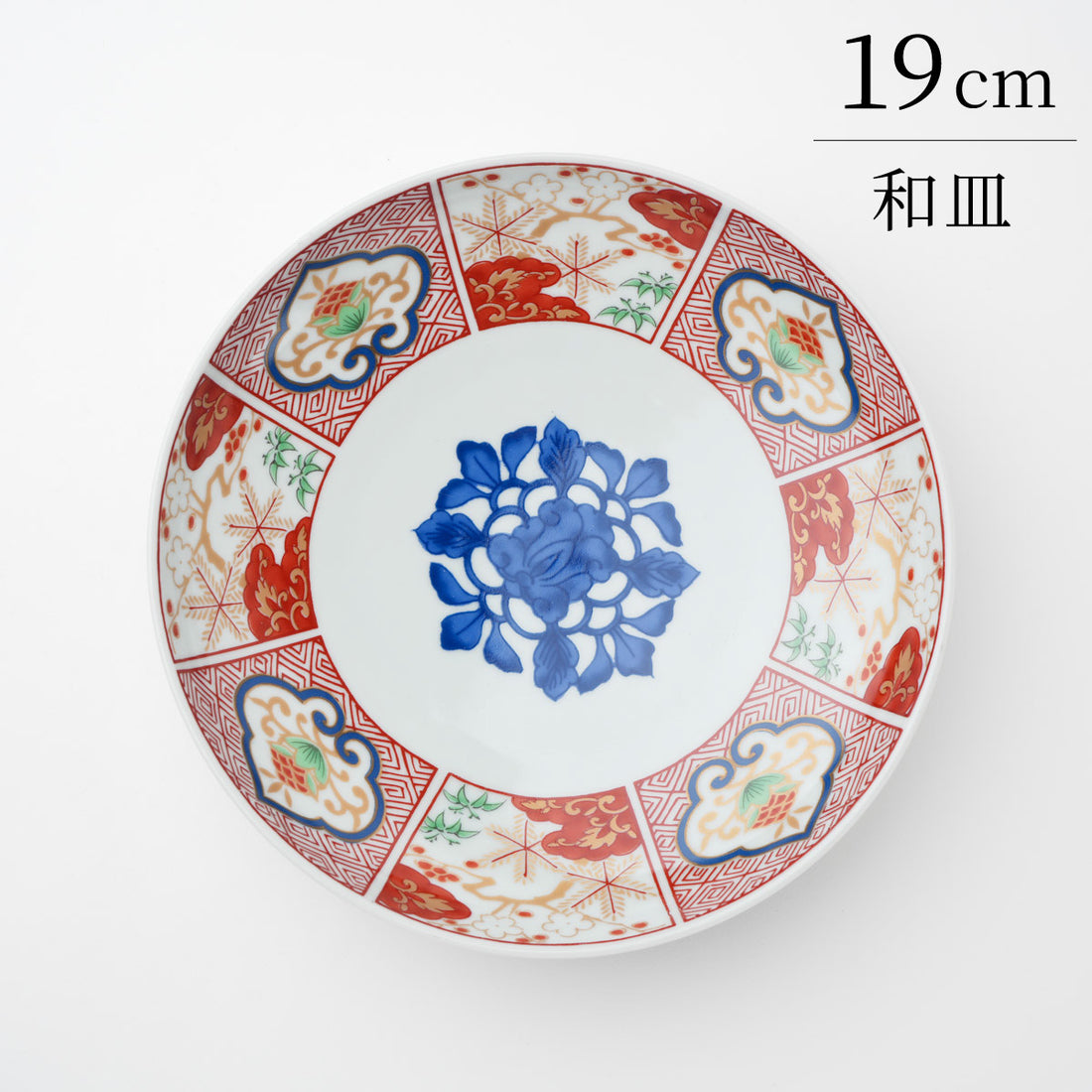 染錦窓絵霊芝文　和皿