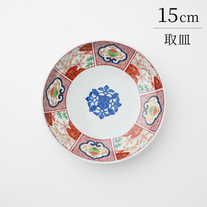 染錦窓絵霊芝文　取皿