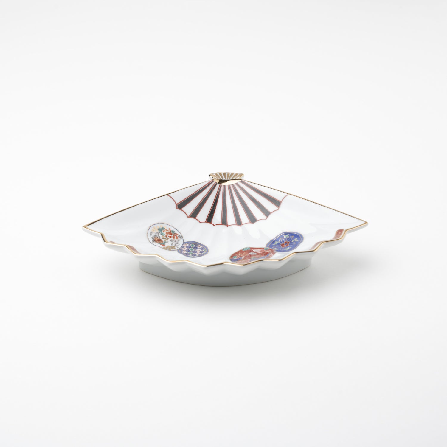 赤濃鳳凰　扇型小皿