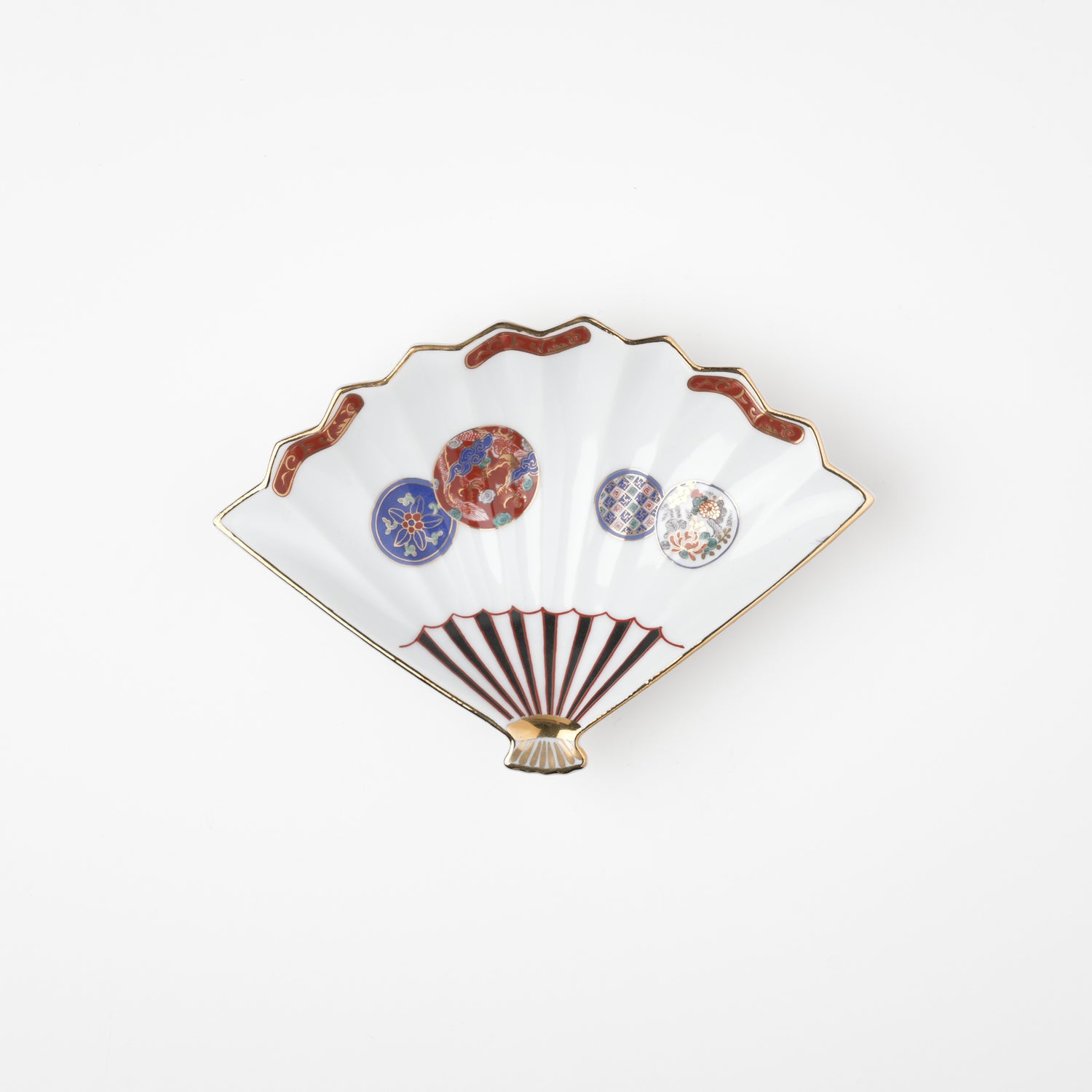 赤濃鳳凰　扇型小皿