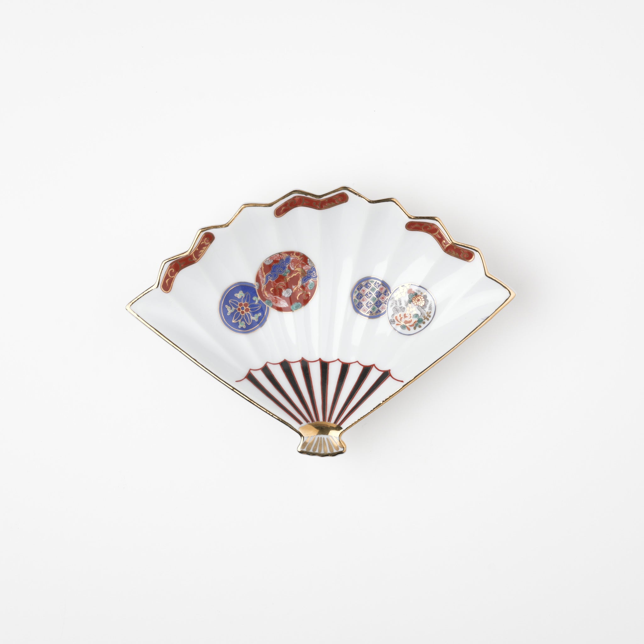赤濃鳳凰　扇型小皿