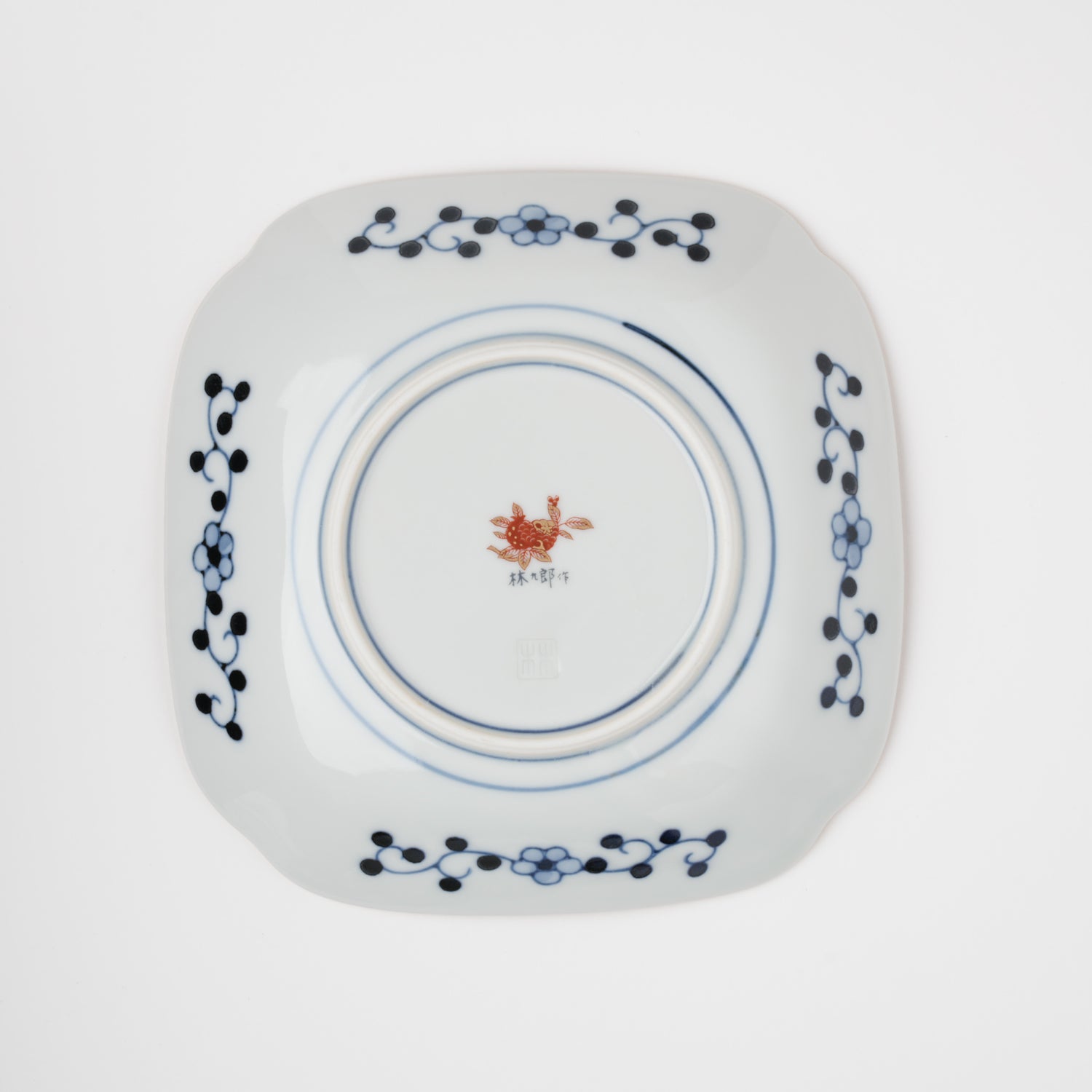 流水菱花紋　角銘々皿