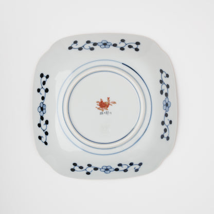 流水菱花紋　角銘々皿