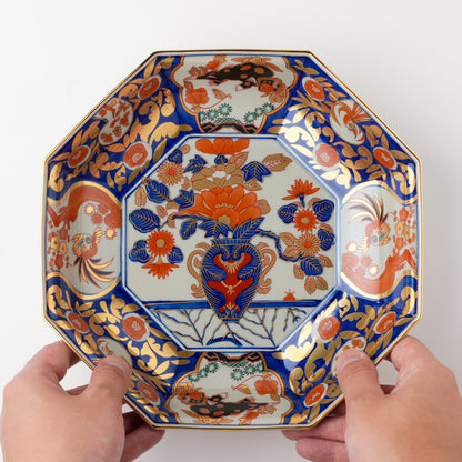 金唐草花篭図 八角鉢