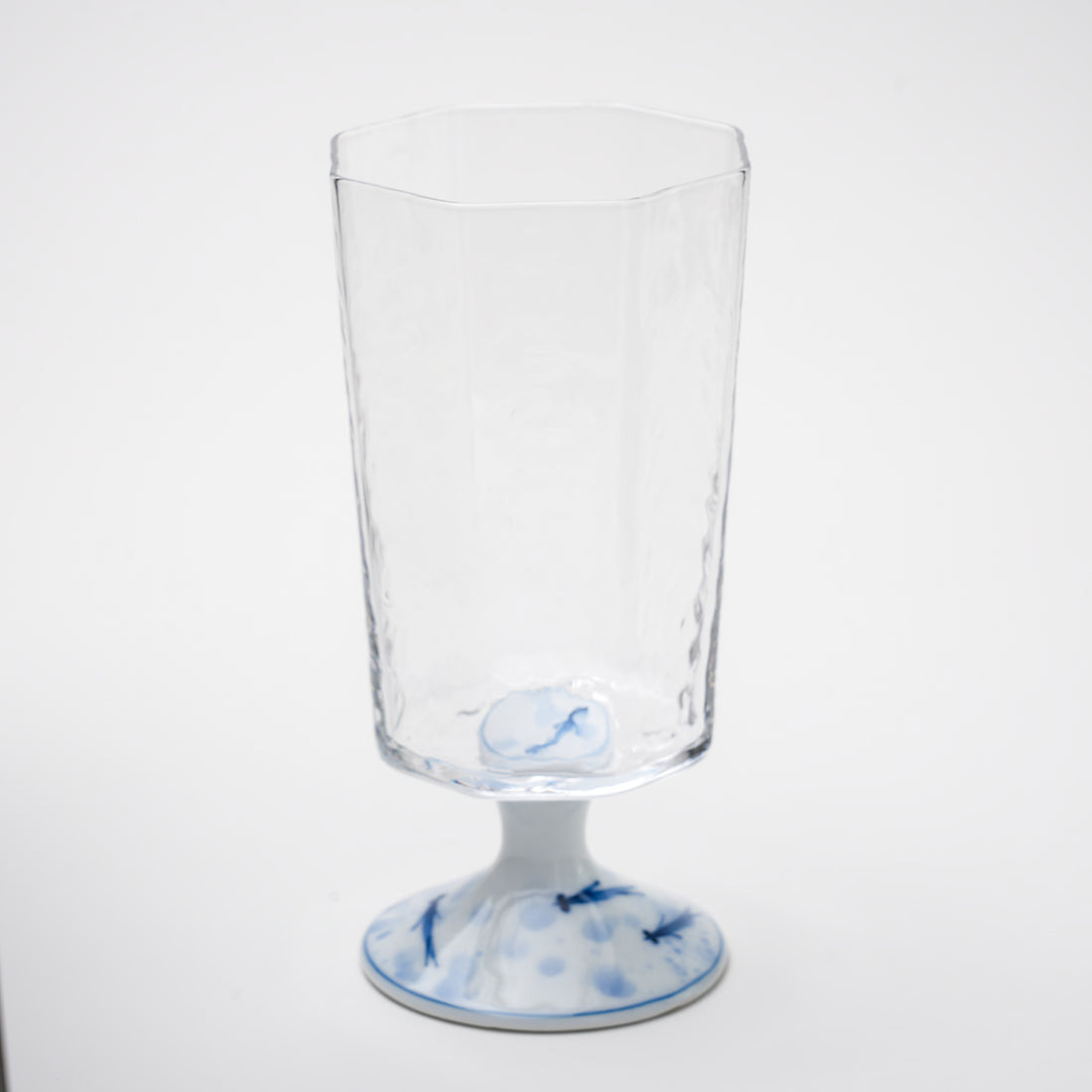 染付めだか 八角高台硝子杯（大）