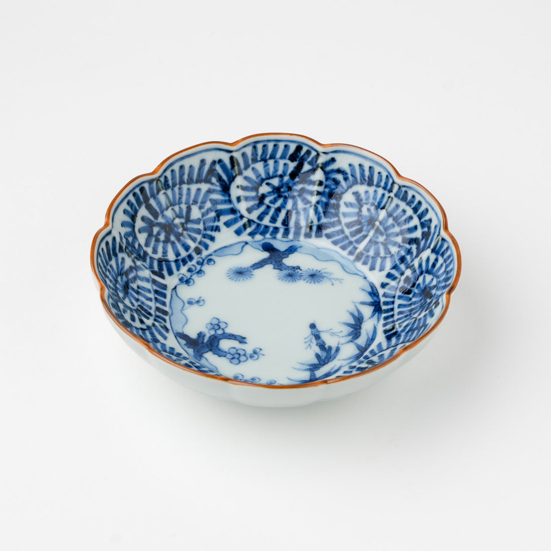 蛸唐草松竹梅 14cm菊割小鉢【藍匠】
