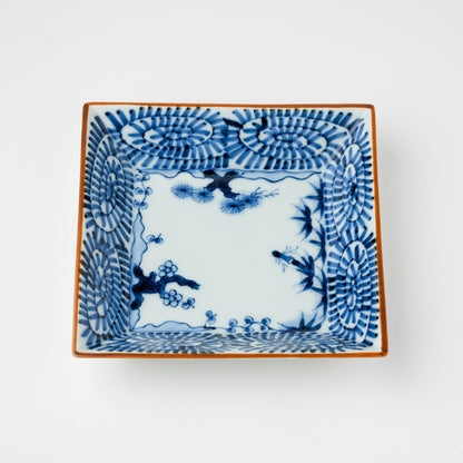 蛸唐草松竹梅 15cm角皿 正角向付