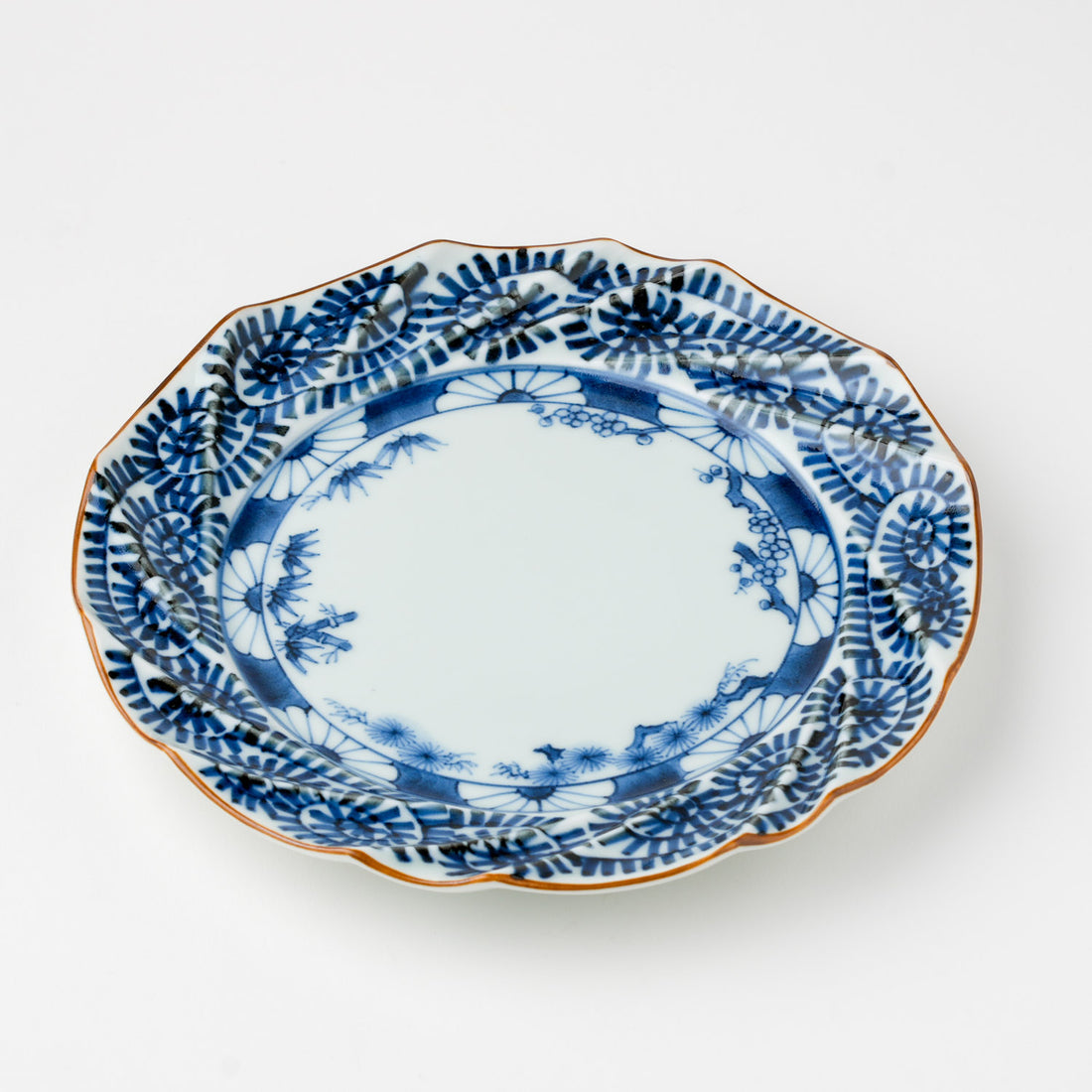 蛸唐草松竹梅 20cm皿 切子プレート【藍匠】