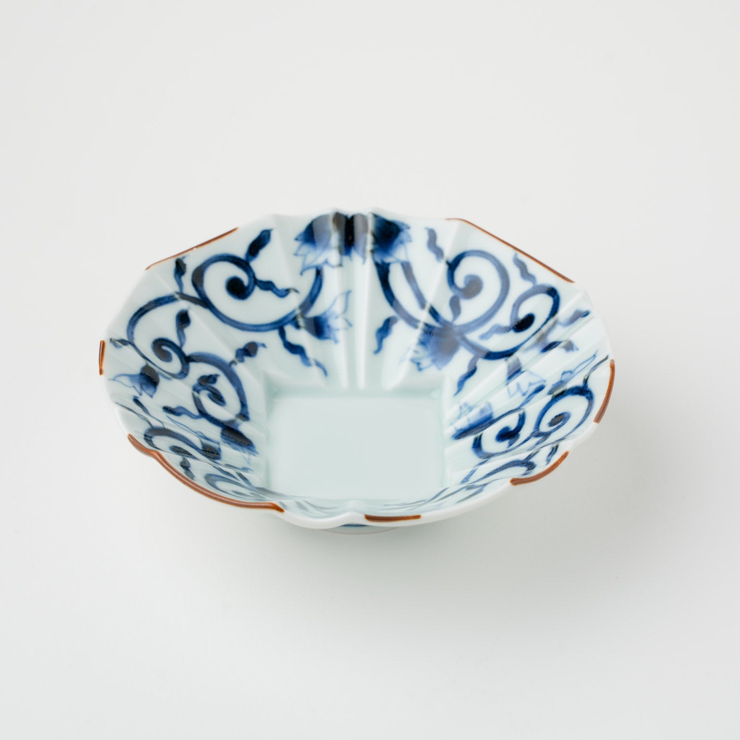 古染唐草 リム切子小鉢 14.5cm