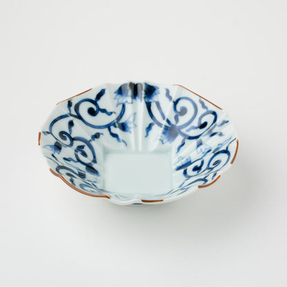 古染唐草 リム切子小鉢 14.5cm