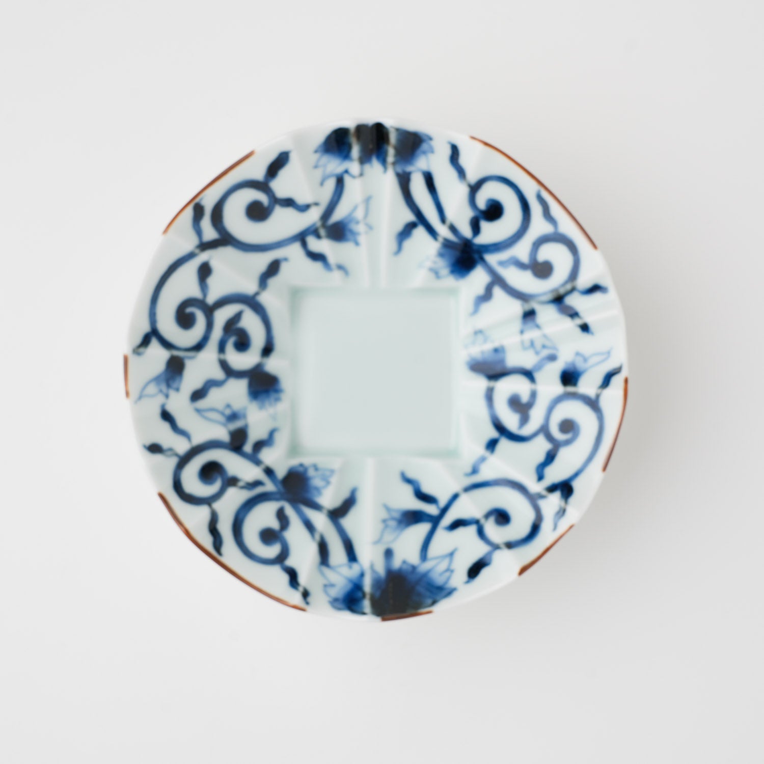 古染唐草 リム切子小鉢 14.5cm