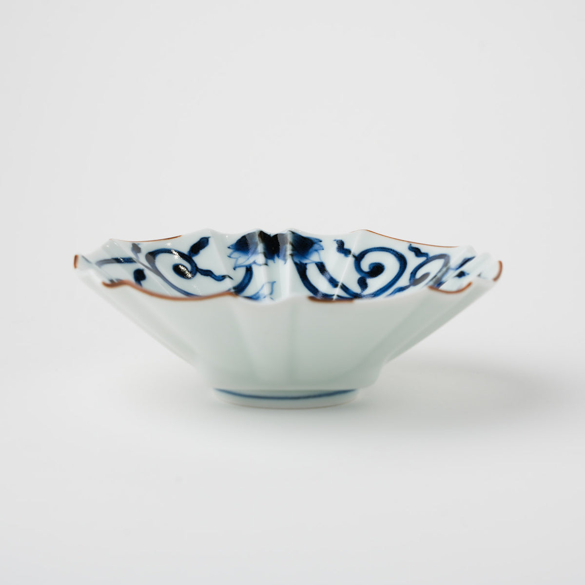 古染唐草 リム切子小鉢 14.5cm