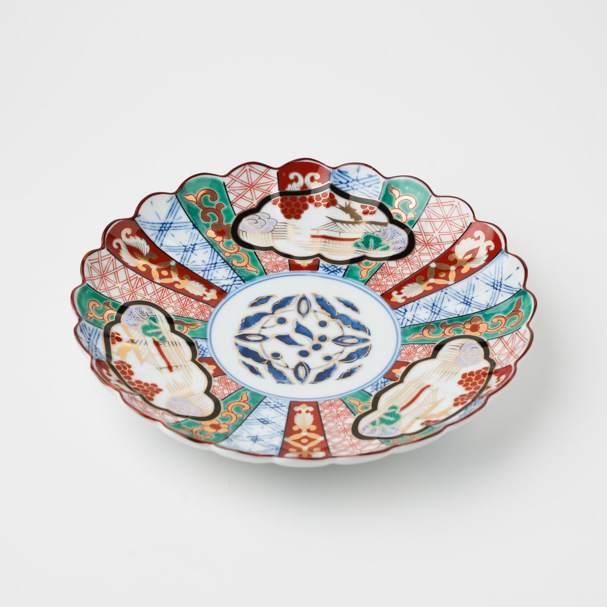 三方割元禄地紋　和皿 19cm