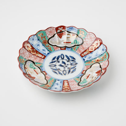 三方割元禄地紋 5号皿 15cm