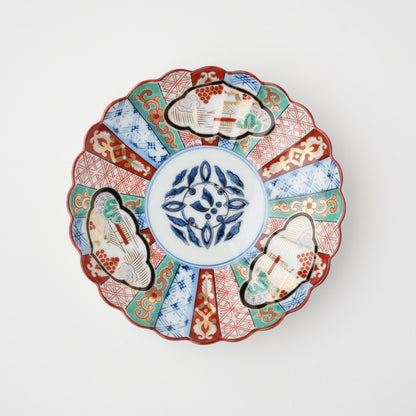 三方割元禄地紋 5号皿 15cm