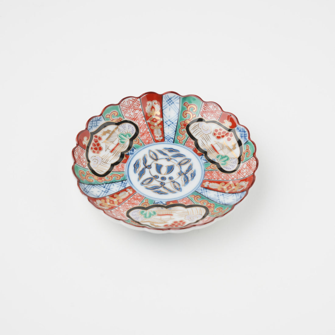 三方割元禄地紋　小皿 10.5cm